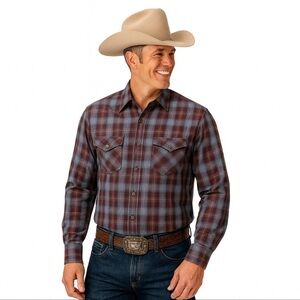 Cody James Western Shirt Men’s  XL Red Blue Gray Pearl Snaps Yoke Regular Fit